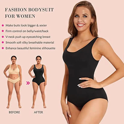 Women Waist Trainer Seamless Round Neck Tummy Control Shapewear Bodysuit