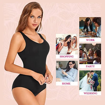 Women Waist Trainer Seamless Round Neck Tummy Control Shapewear Bodysuit