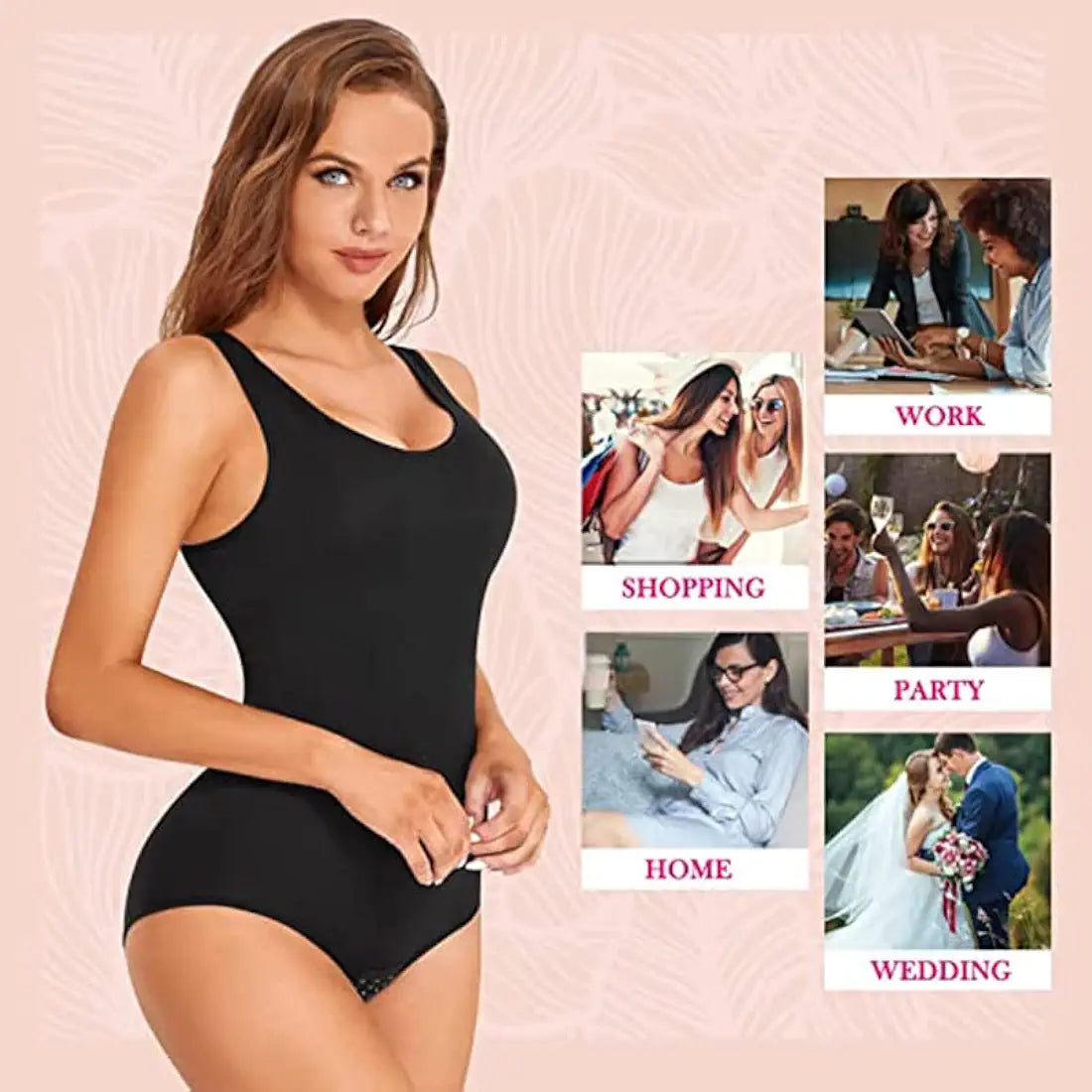 Women Waist Trainer Seamless Round Neck Tummy Control Shapewear Bodysuit