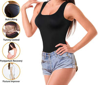 Women Waist Trainer Seamless Round Neck Tummy Control Shapewear Bodysuit