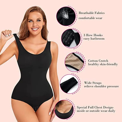 Women Waist Trainer Seamless Round Neck Tummy Control Shapewear Bodysuit
