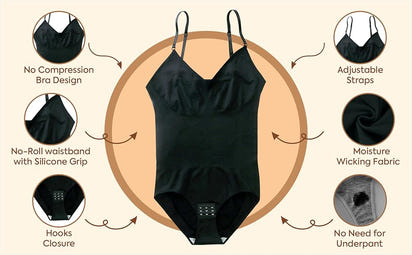 Women Waist Trainer Seamless Round Neck Tummy Control Shapewear Bodysuit