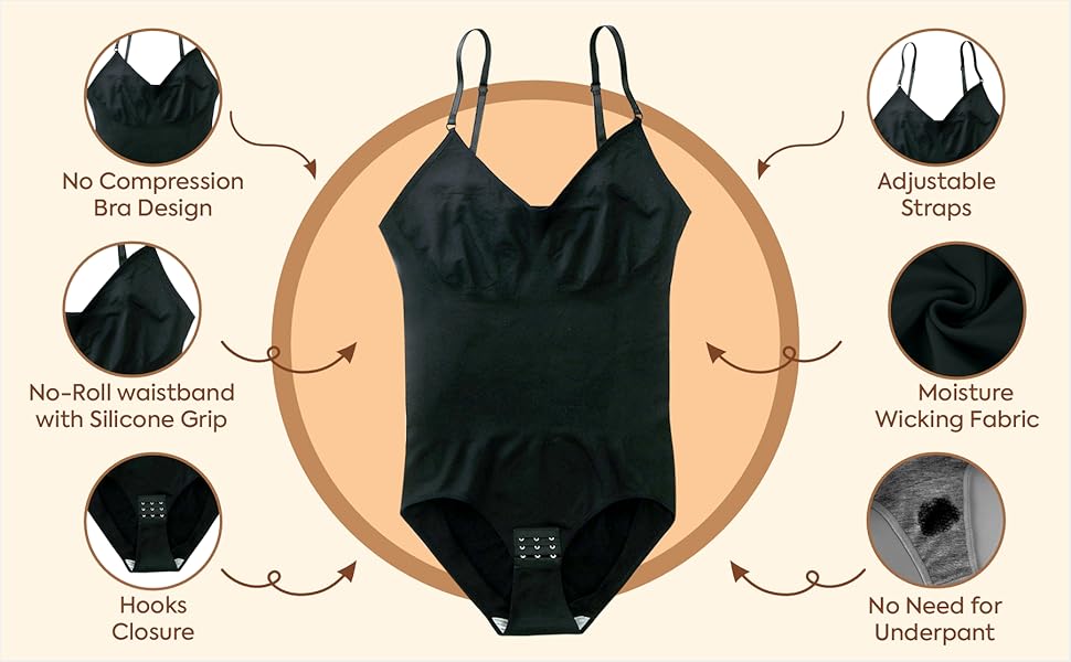 Women Waist Trainer Seamless Round Neck Tummy Control Shapewear Bodysuit